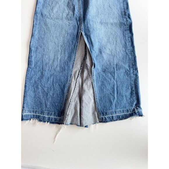 GAP Medium Indigo Wash Stretch Denim Fluted A-Line Maxi Skirt, Size 27/4 - Picture 5 of 12